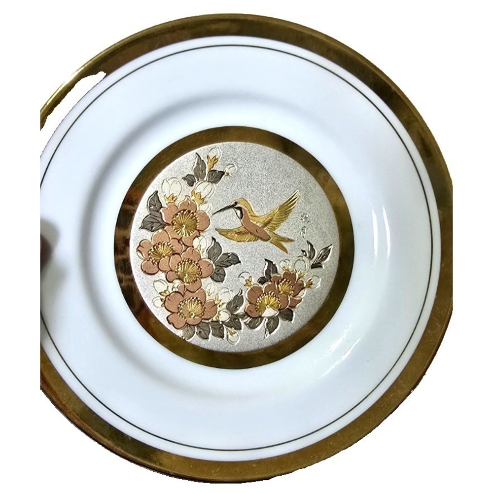 Chokin art Plates Japan, 22K Gold Edged Porcelain Elegant Decorative Dishes